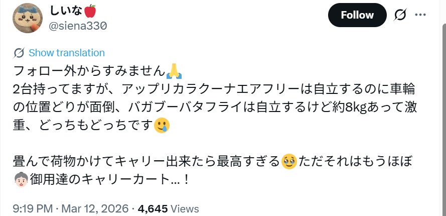 バガブーバタフライ_バッドコメント_重い